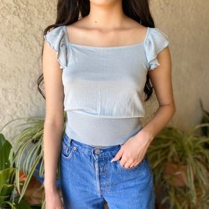Vintage Silk Minty Blue Knit Top